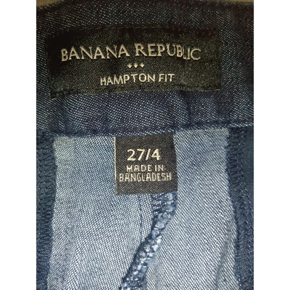 Banana Republic Hampton Fit Shorts Womens 4 27 Dark Wash Denim Blue Chambray - Picture 2 of 3